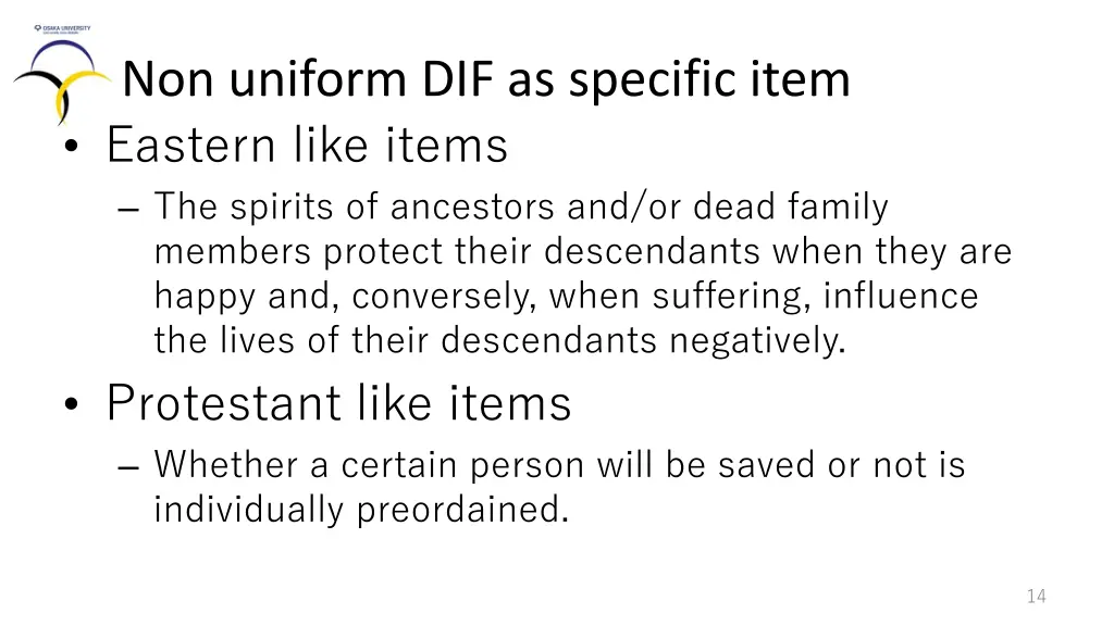 non uniform dif as specific item eastern like