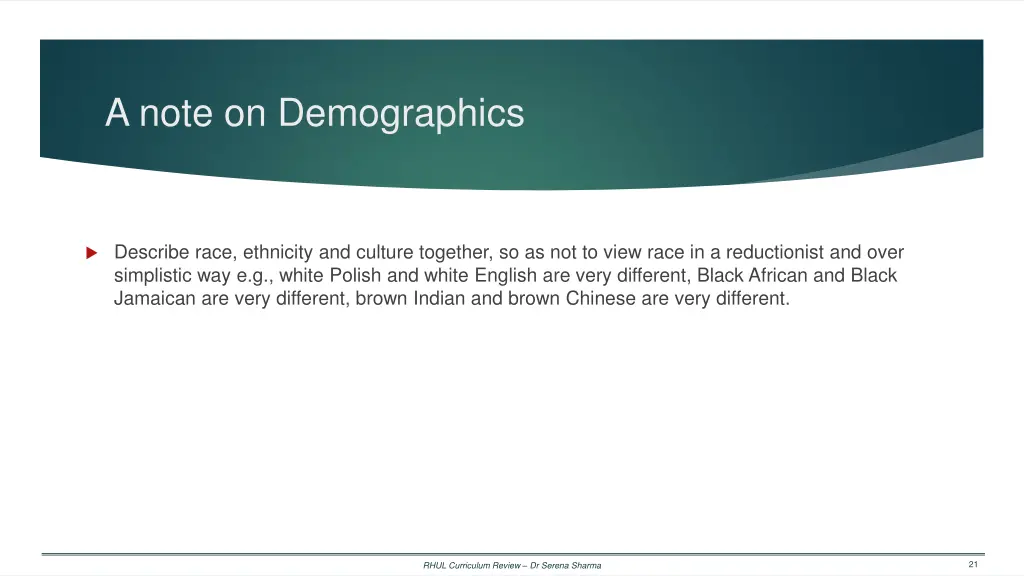 a note on demographics
