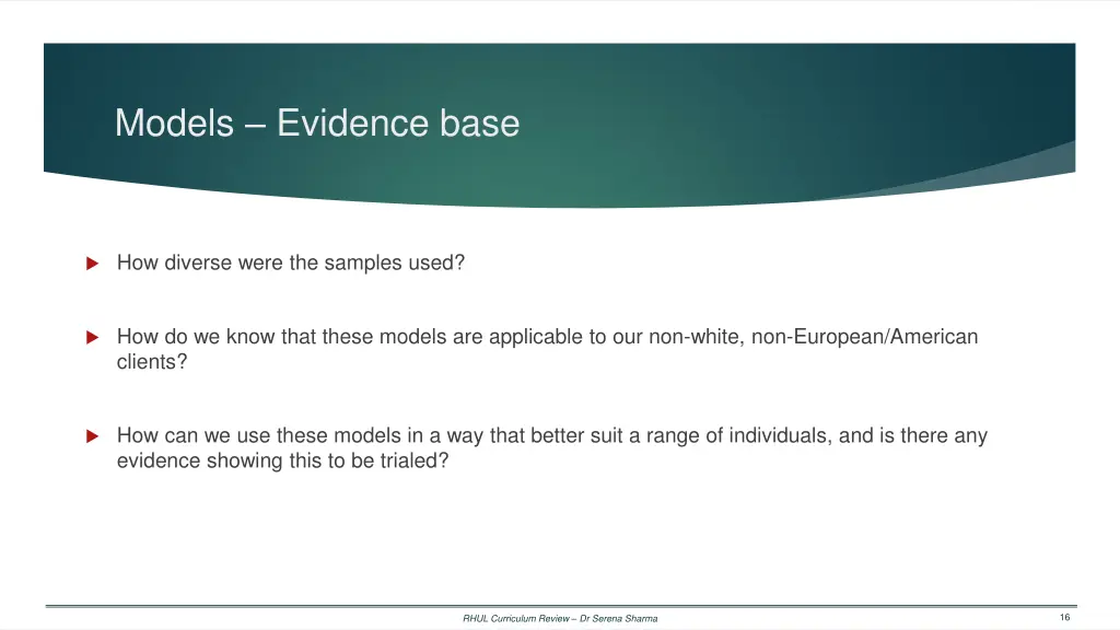 models evidence base