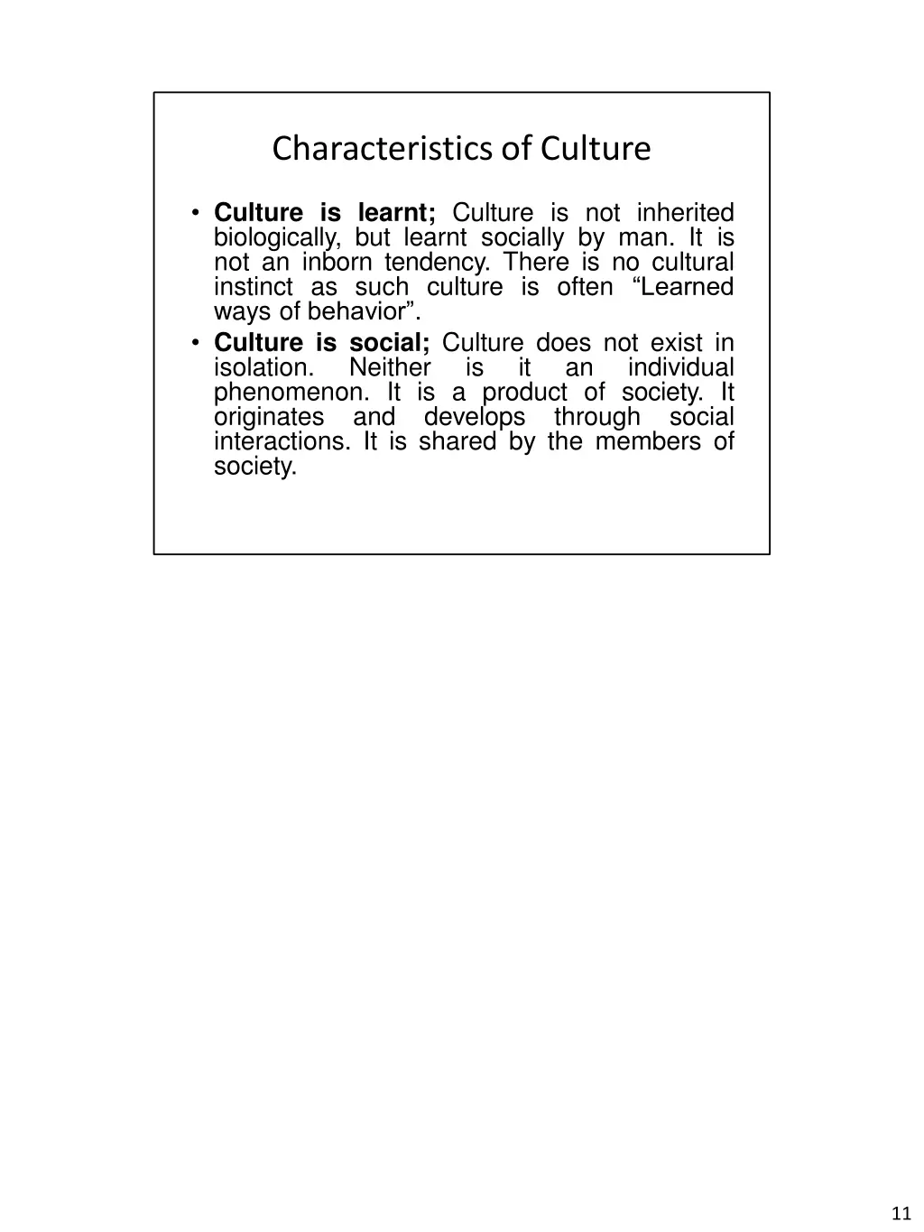 characteristicsof culture