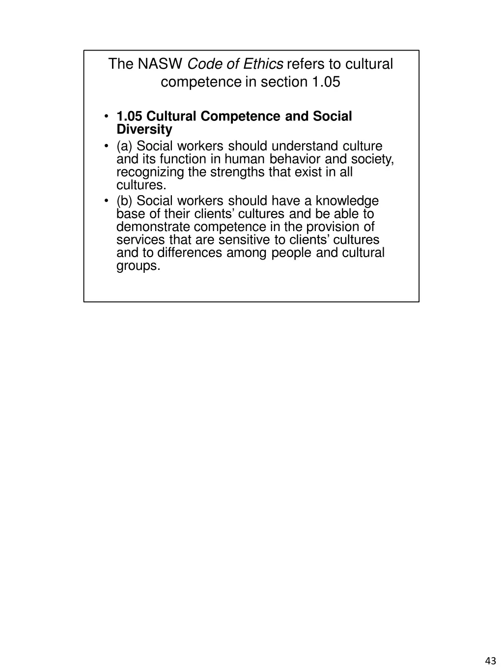the nasw code of ethics refers to cultural