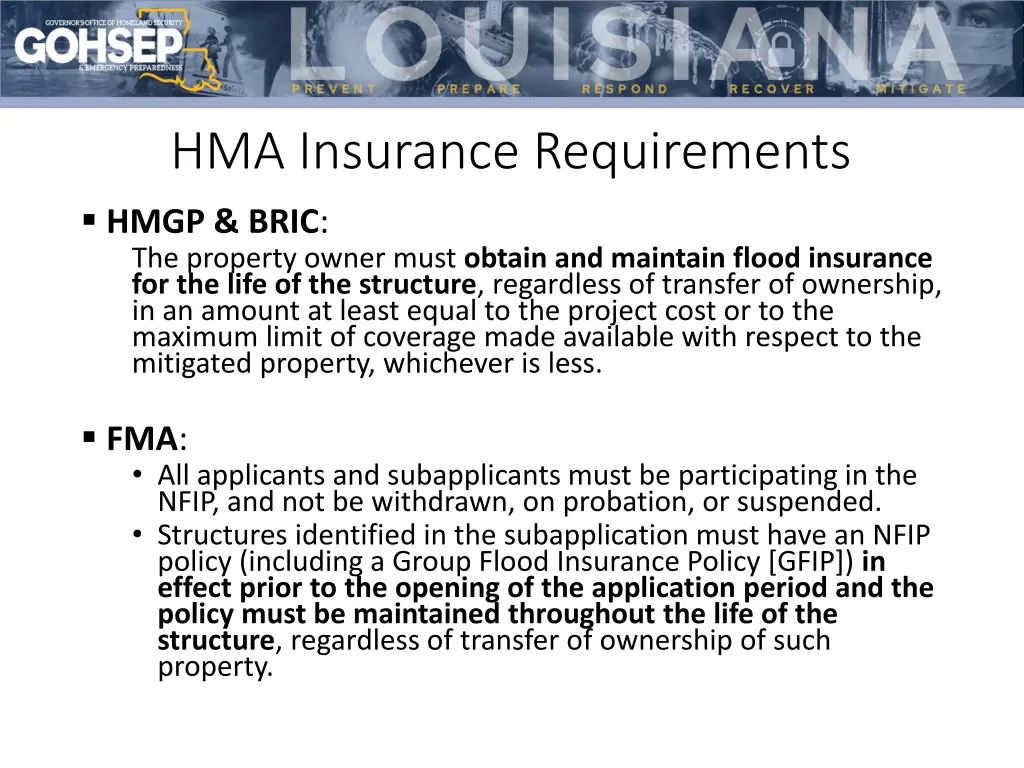 hma insurance requirements hmgp bric the property