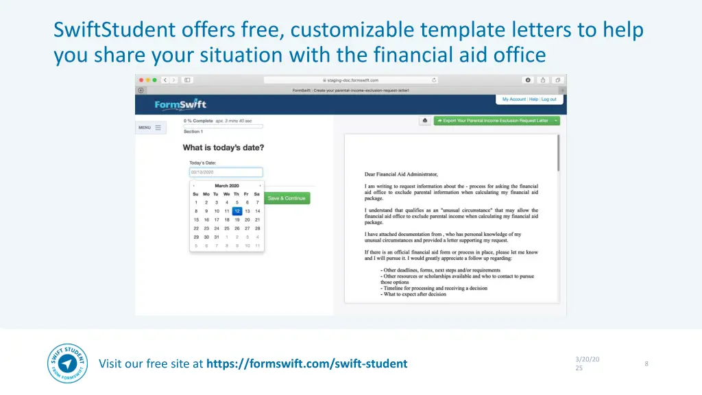 swiftstudent offers free customizable template