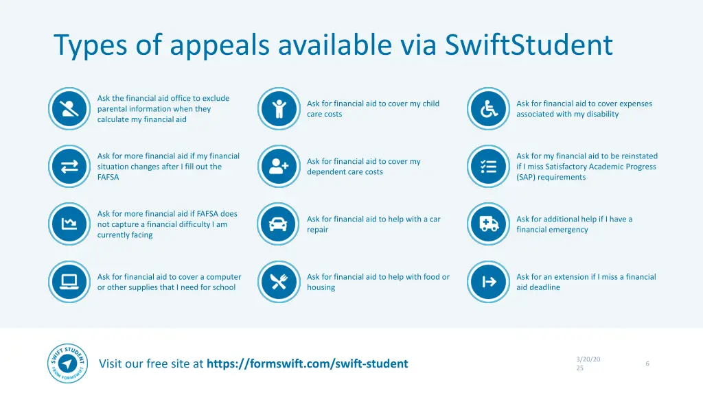 types of appeals available via swiftstudent