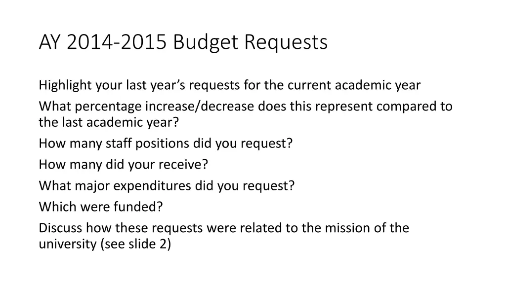 ay 2014 2015 budget requests