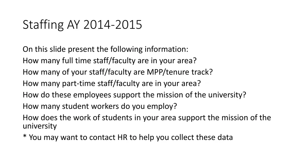 staffing ay 2014 2015
