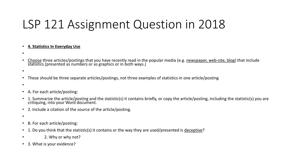 lsp 121 assignment question in 2018