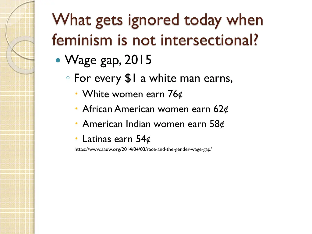 what gets ignored today when feminism