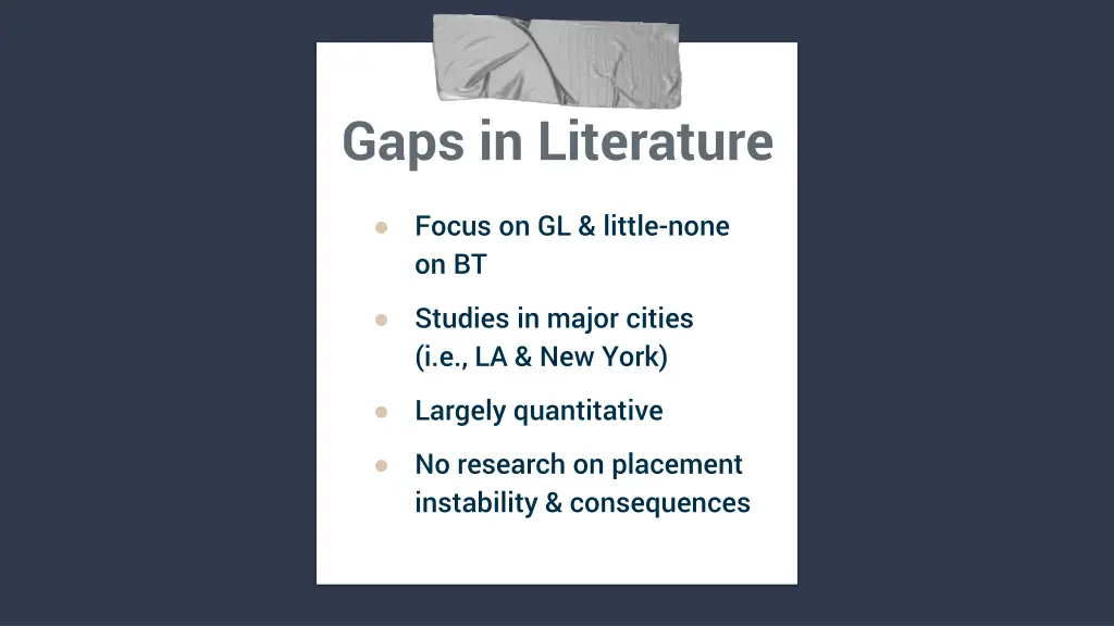 gaps in literature