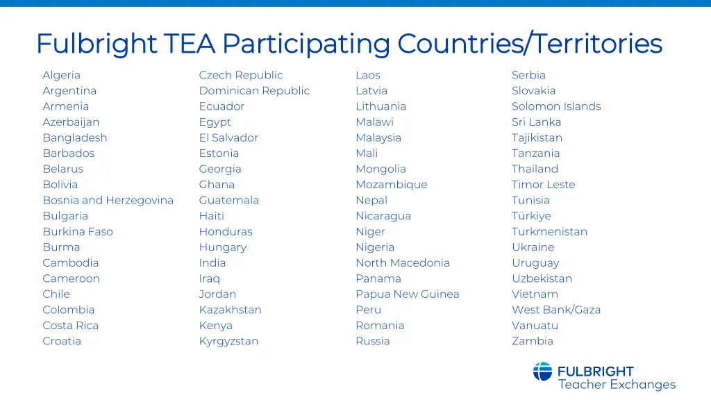 fulbright tea participating countries territories