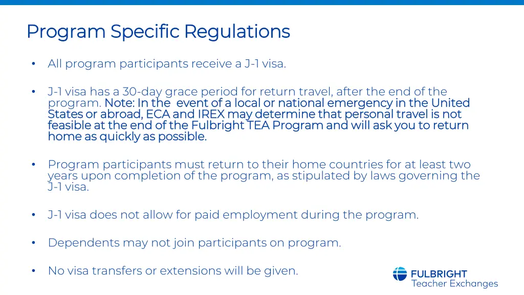 program specific regulations program specific