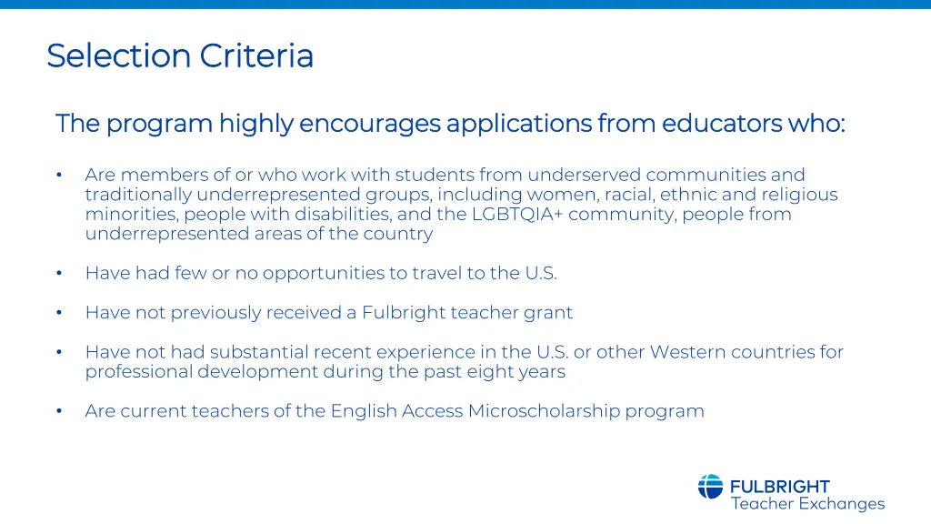selection criteria selection criteria 1
