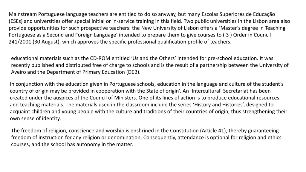 mainstream portuguese language teachers