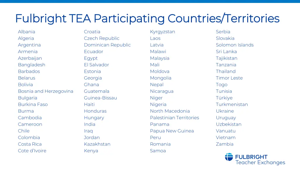 fulbright tea participating countries territories