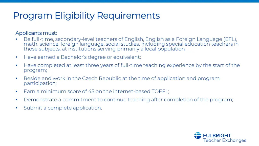 program eligibility requirements program