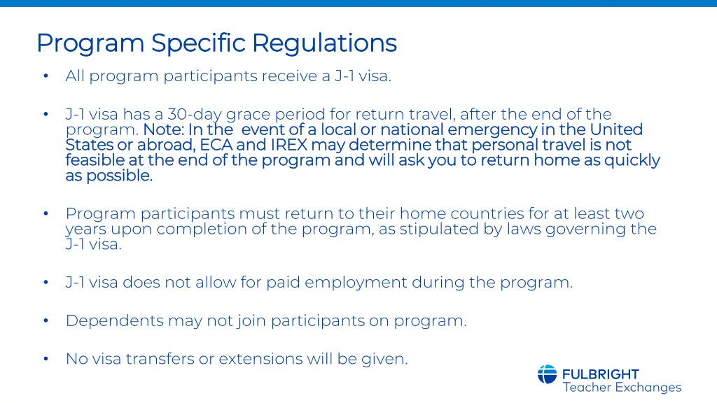 program specific regulations program specific