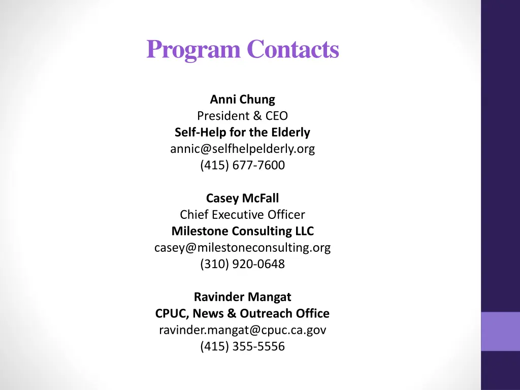 program contacts