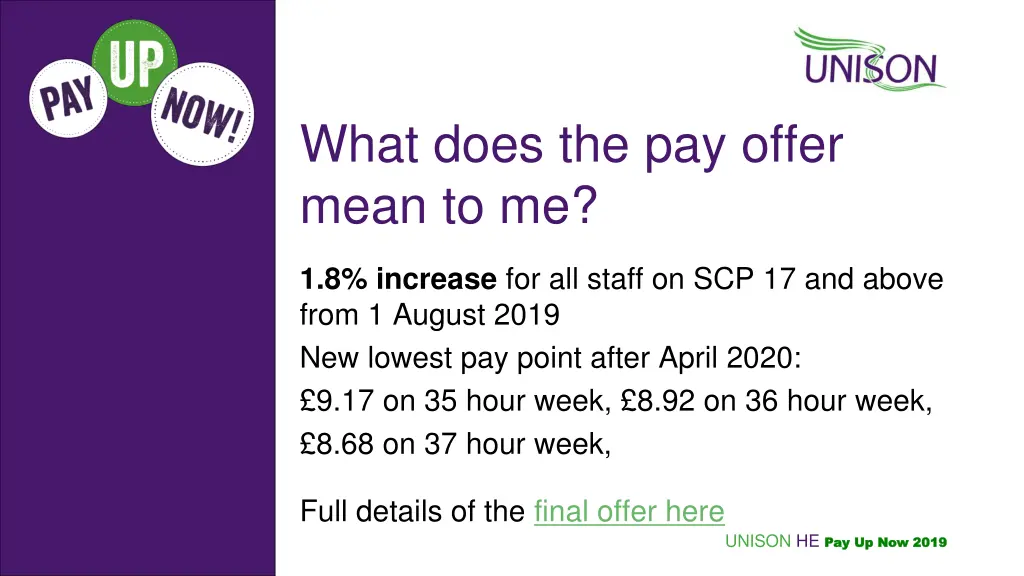 what does the pay offer mean to me