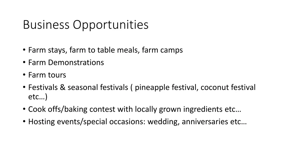 business opportunities