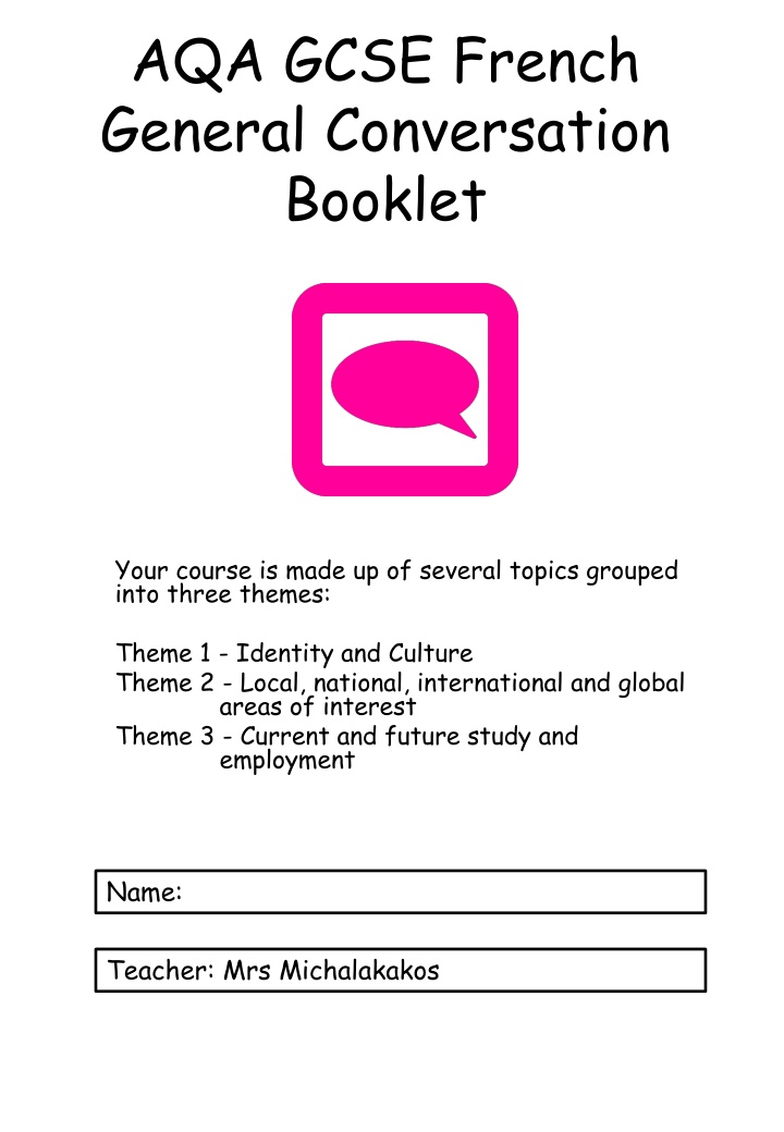 aqa gcse french general conversation booklet