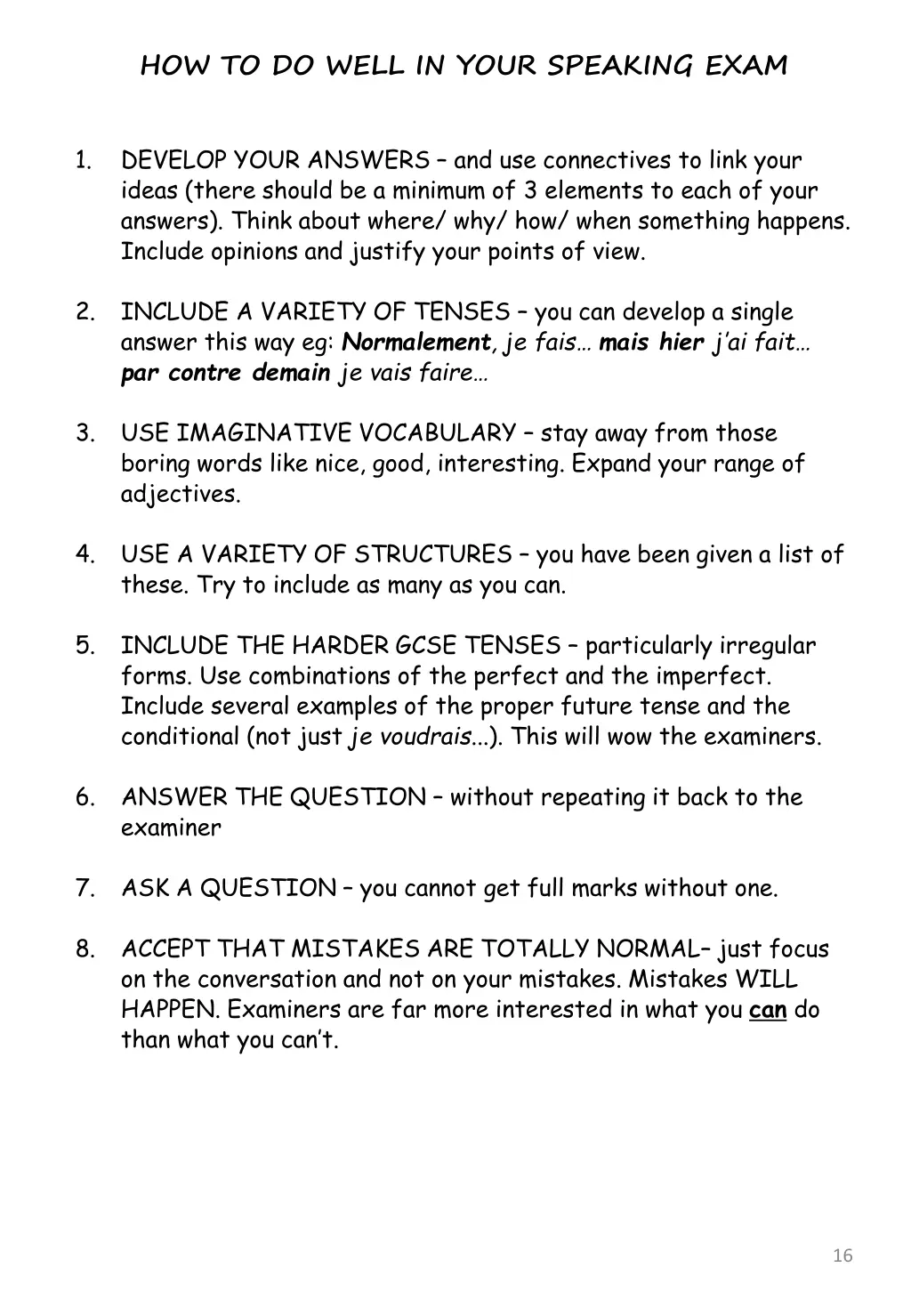how to do well in your speaking exam