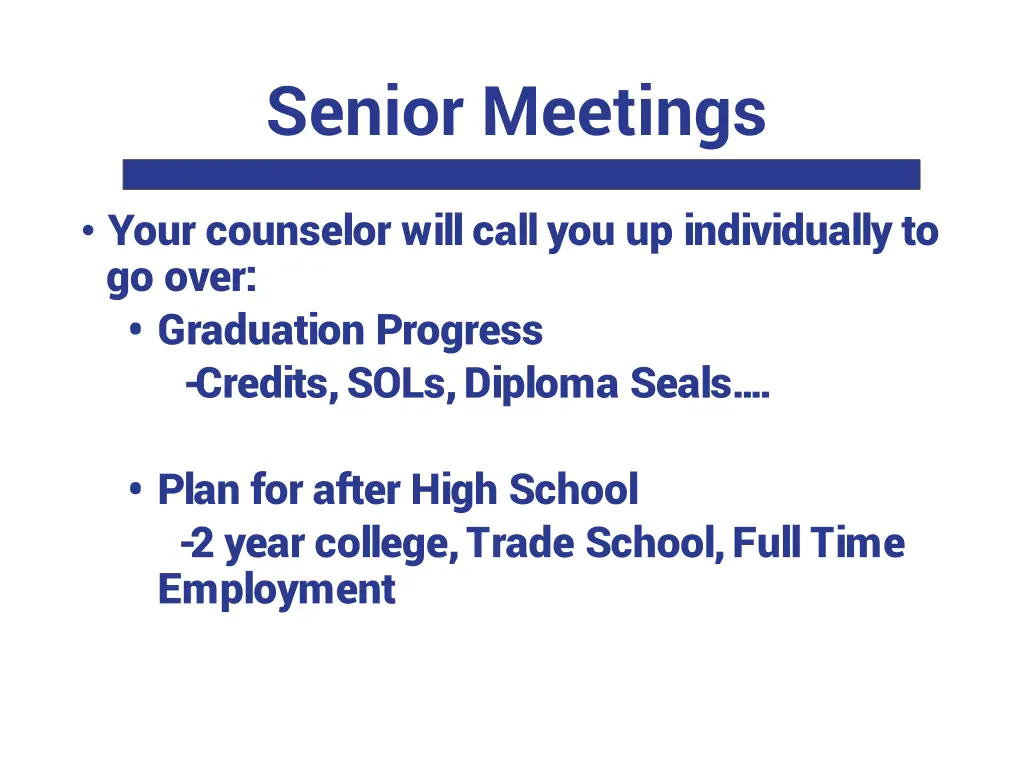senior meetings