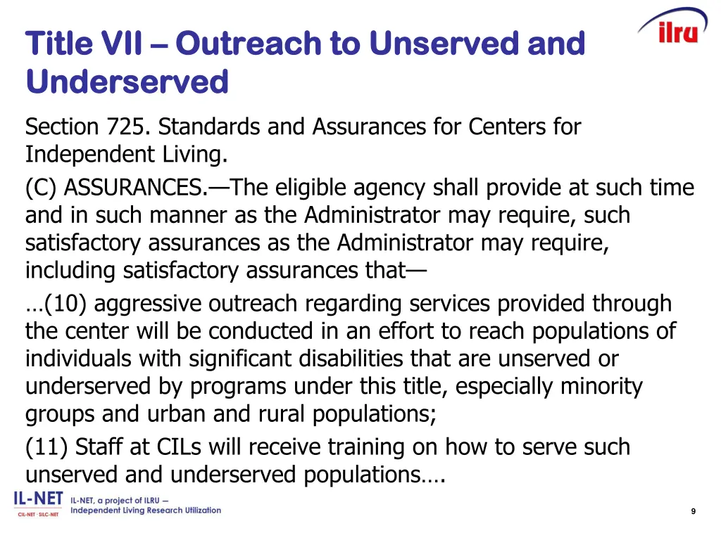 title vii title vii outreach to unserved
