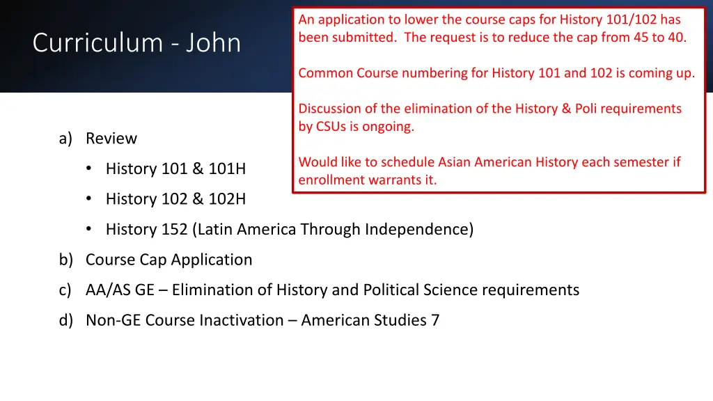 an application to lower the course caps