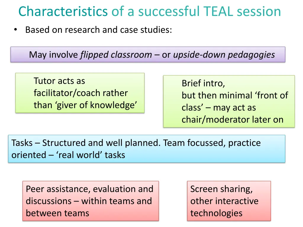characteristics of a successful teal session