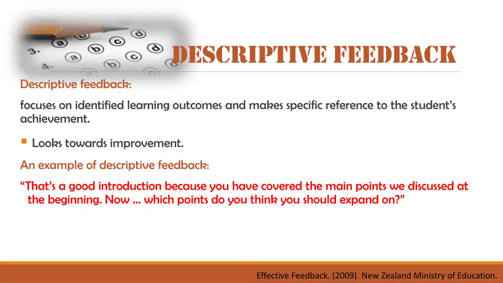 descriptive feedback