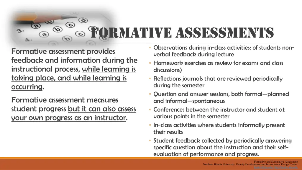 formative assessments observations during