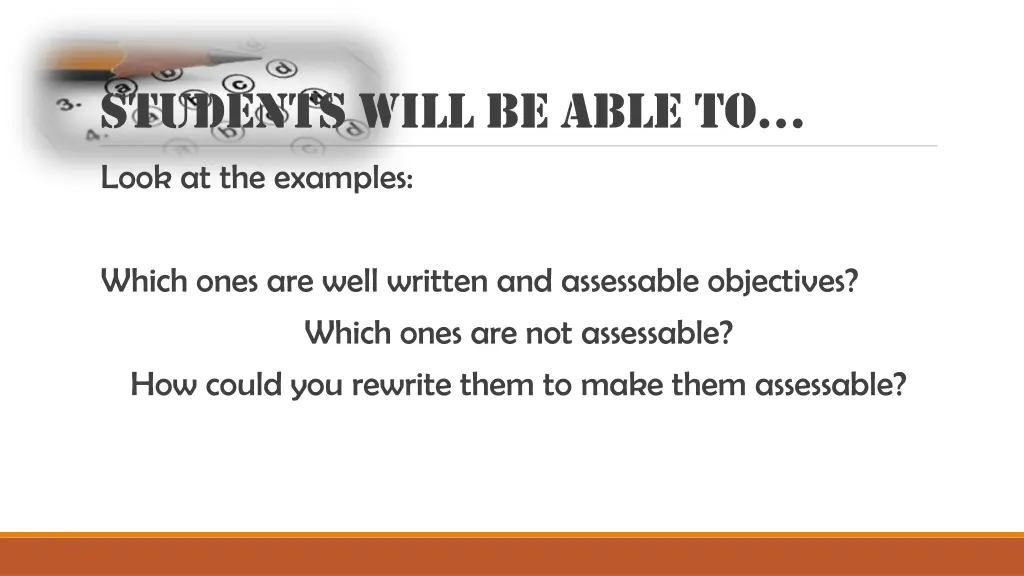 students will be able to look at the examples