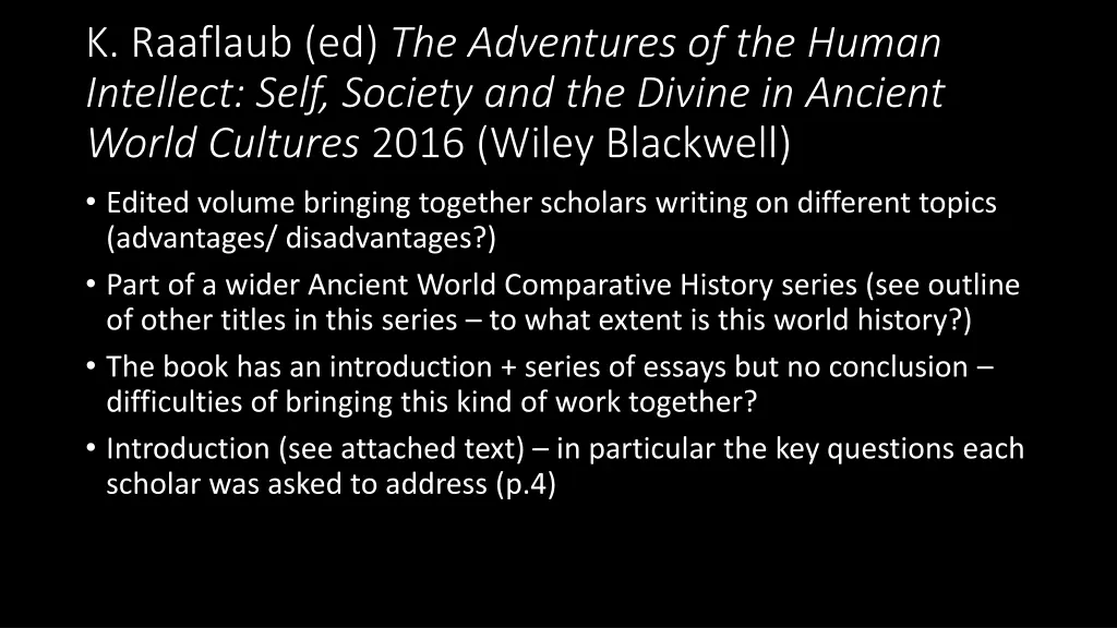 k raaflaub ed the adventures of the human