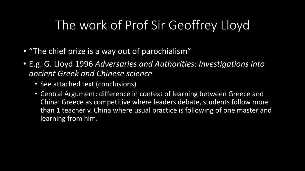 the work of prof sir geoffrey lloyd