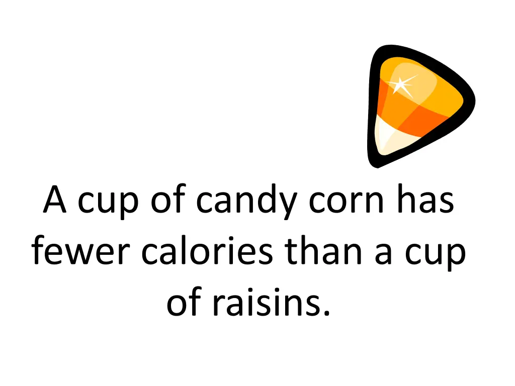 a cup of candy corn has fewer calories than