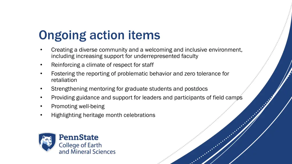 ongoing action items