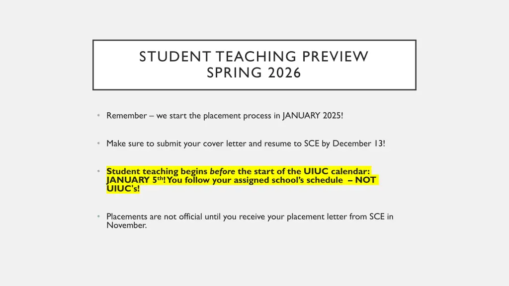 student teaching preview spring 2026