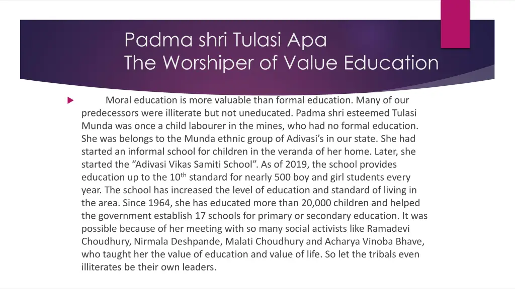 padma shri tulasi apa the worshiper of value