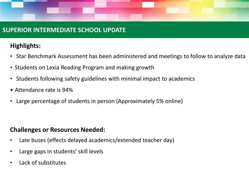 superior intermediate school update