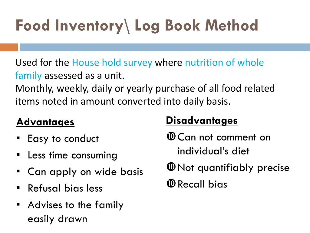 food inventory log book method