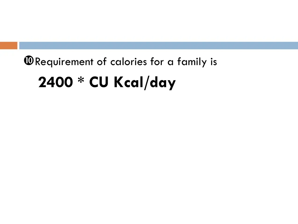 requirement of calories for a family is 2400