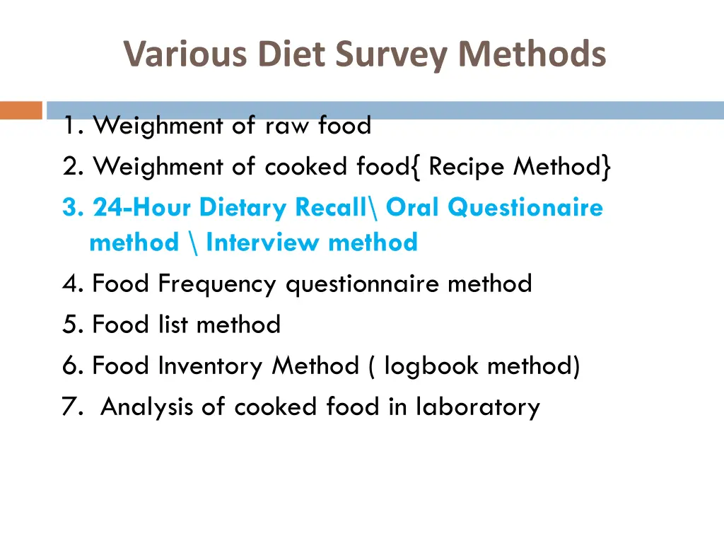various diet survey methods