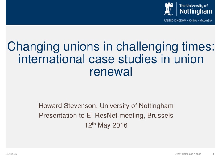 changing unions in challenging times