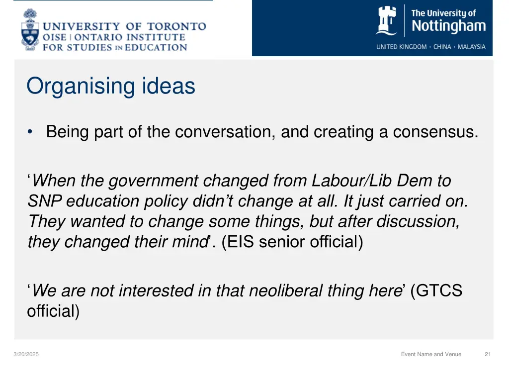 organising ideas