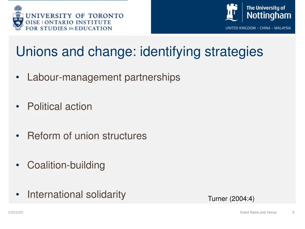 unions and change identifying strategies