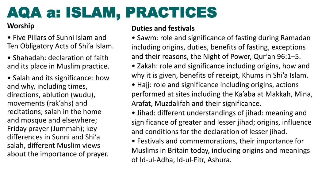 aqa a islam practices aqa a islam practices