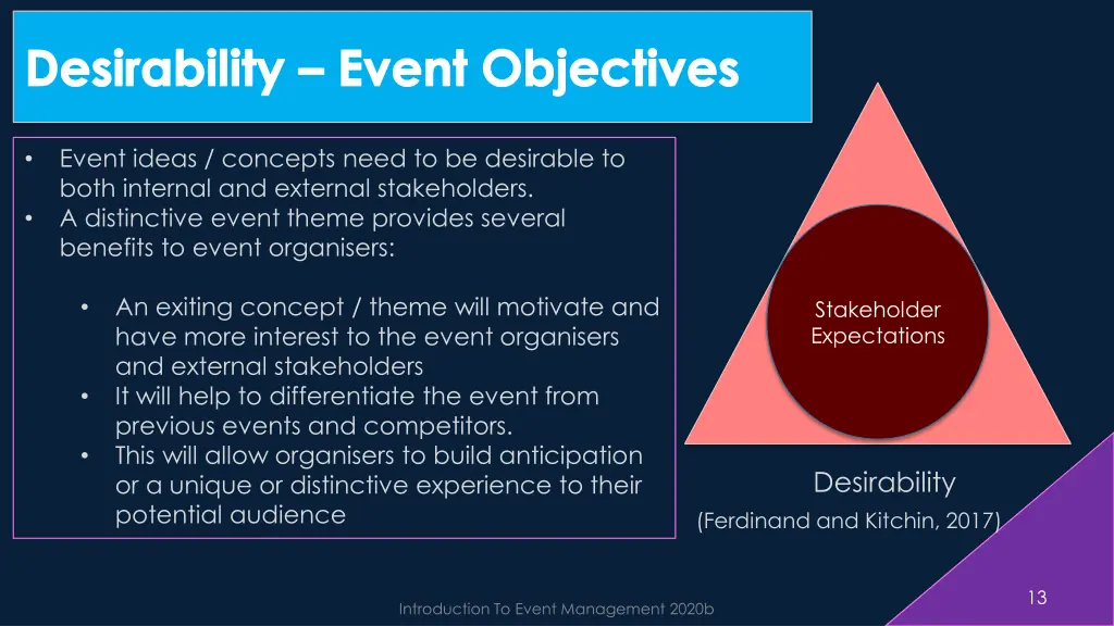 desirability event objectives
