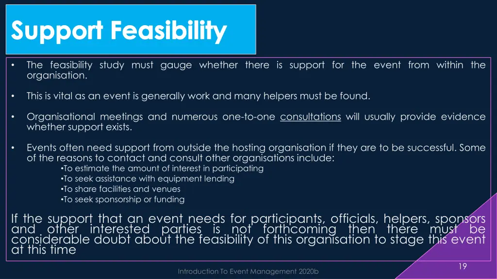 support feasibility