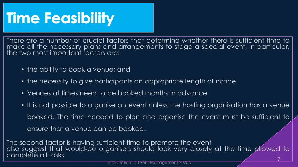 time feasibility