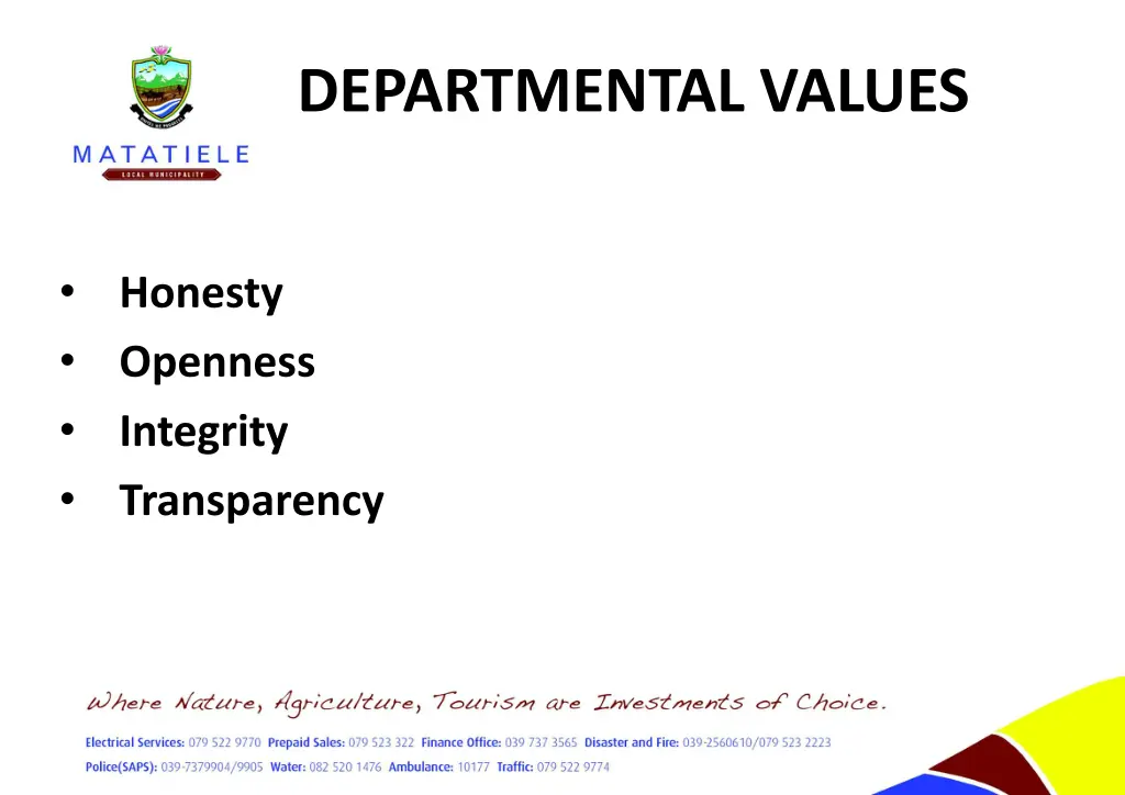 departmental values
